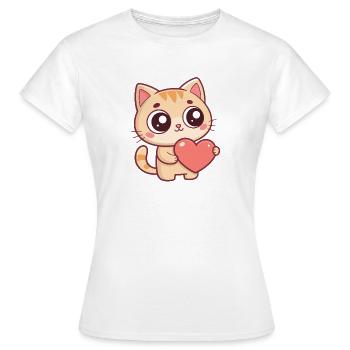 Chaton Coeur Doux - T-shirt Femme - blanc - Devant - AI Model Female 172 dark (172cm)