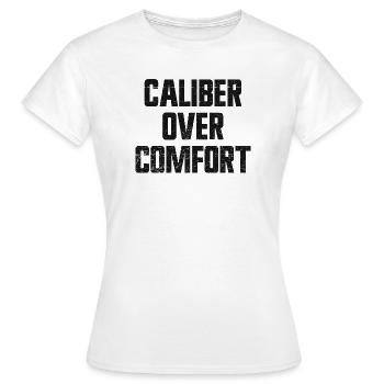 Calibre avant confort – Porte dissimulé conformément à la 2e V - T-shirt Femme - blanc - Devant - AI Model Female 172 dark (172cm)