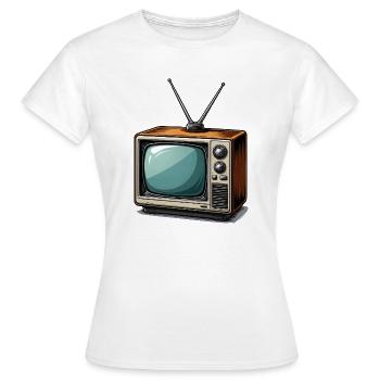 Retro Fernseher mit Antennen - Frauen T-Shirt - Weiß - Vorne - AI Model Female 172 dark (172cm)
