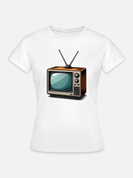 Retro Fernseher mit Antennen - Frauen T-Shirt - Weiß