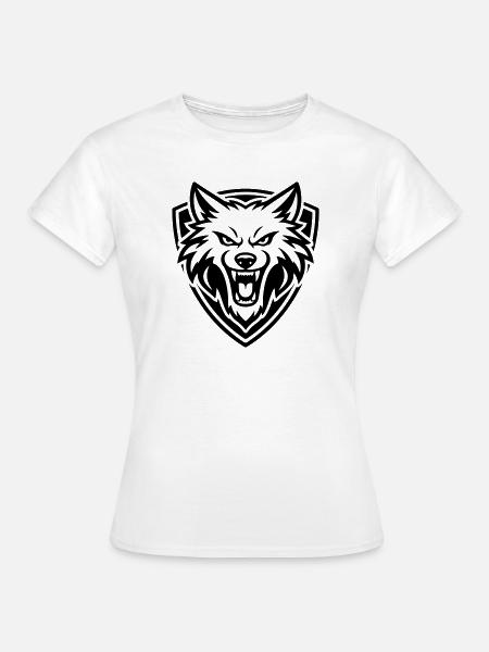 Wolf Kopf Wappen - Frauen T-Shirt - Weiß