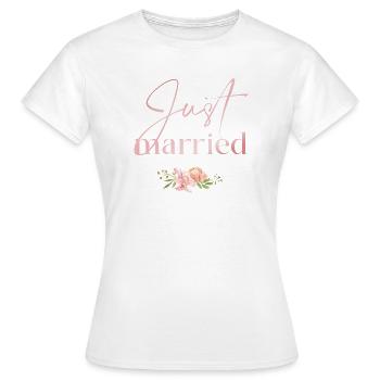 Just Married Floral Rosée - Women's T-Shirt - white - Front - AI Model Female 172 dark (172cm)