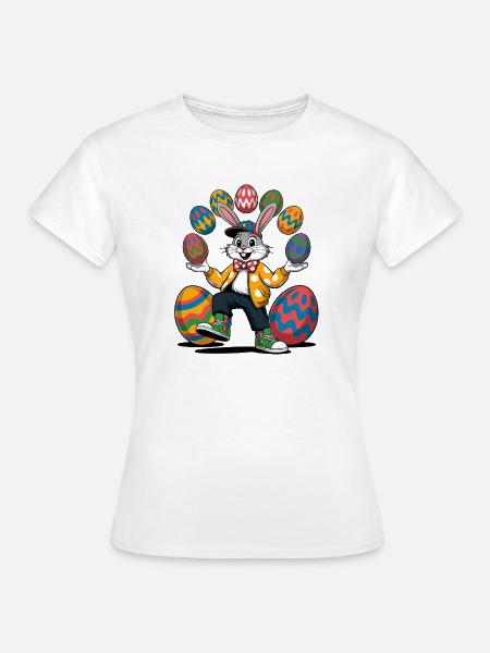 Osterhasen-Show mit bunten Eiern - Frauen T-Shirt - Weiß