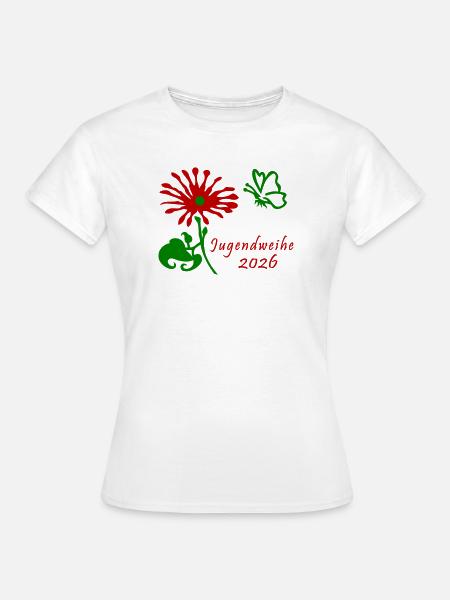 Jugendweihe 2026 Blume und Schmetterling - Frauen T-Shirt - Weiß