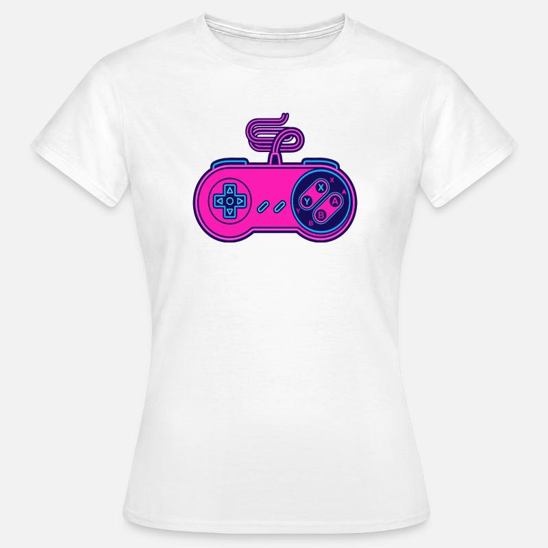 Retro pink neon controller - Women's T-Shirt - white