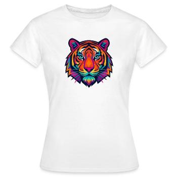 Neon Tiger Pop Art Headshot - Women's T-Shirt - white - Front - AI Model Female 172 dark (172cm)