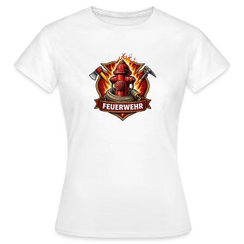 Emblème de la bouche d’incendie de la brigade d’incendie - T-shirt Femme - blanc - Devant - AI Model Female 172 dark (172cm)