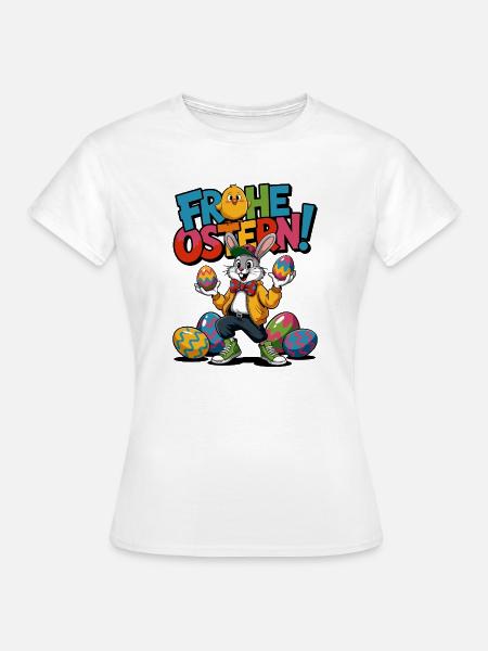 Fröhlicher Osterhase - Frauen T-Shirt - Weiß