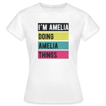Ich bin Amelia und mache Amelia Things Retro Colors - Frauen T-Shirt - Weiß - Vorne - AI Model Female 172 dark (172cm)