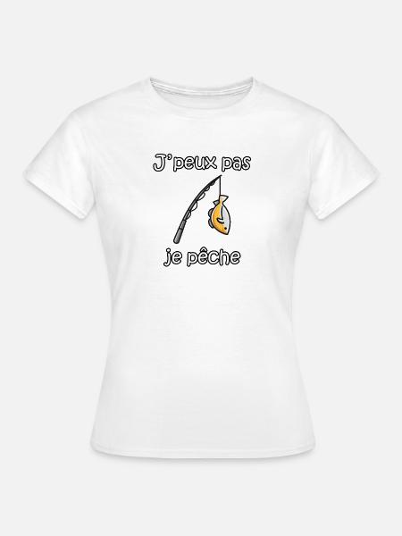 Ich kann nicht fischen – lustiger Fischer-Spruch - Frauen T-Shirt - Weiß