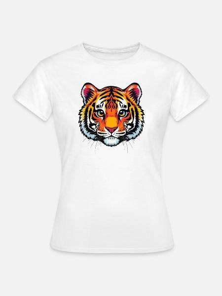 Niedlicher Tigerkopf  - Frauen T-Shirt - Weiß