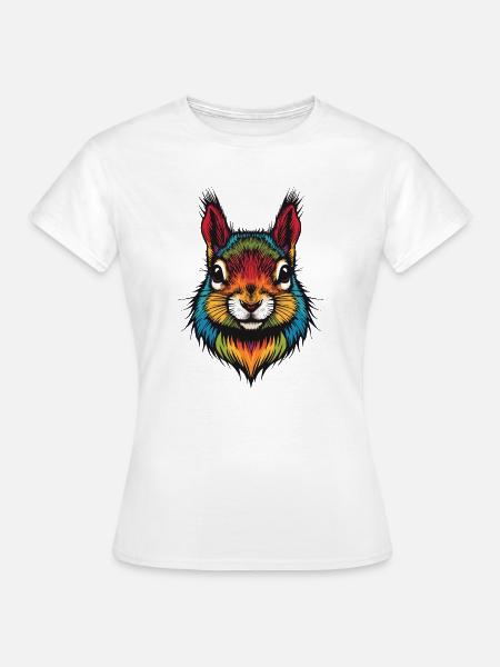 Buntes Eichhörnchen tierische Farbexplosion - Frauen T-Shirt - Weiß