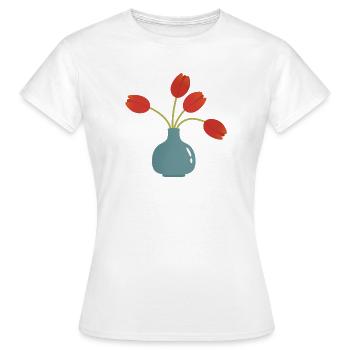 Tulpenexplosion in türkisfarbener Vase - Frauen T-Shirt - Weiß - Vorne - AI Model Female 172 dark (172cm)