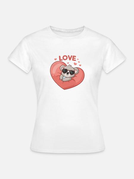 Koala-Liebe auf Pink Heart - Frauen T-Shirt - Weiß