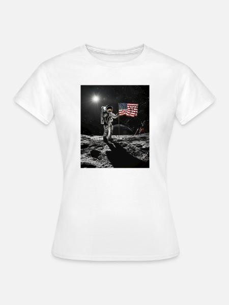 Astronaut auf Mond - Frauen T-Shirt - Weiß