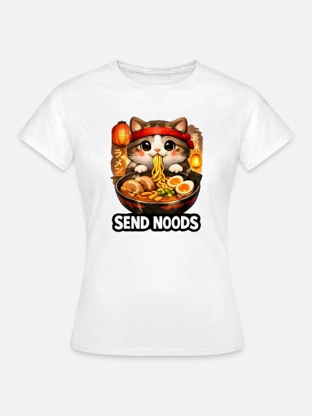 Ramen Katze Send Noods - Frauen T-Shirt - Weiß