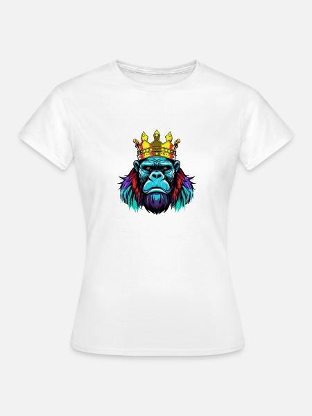 Gorilla Neon Krone - Frauen T-Shirt - Weiß