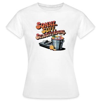 Sonne. Suff. Selbstfindung. Sommer Festival Party - Frauen T-Shirt - Weiß - Vorne - AI Model Female 172 dark (172cm)