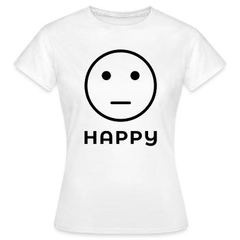"GLÜCKLICHES" Neutrales Gesicht - Frauen T-Shirt - Weiß - Vorne - AI Model Female 172 dark (172cm)