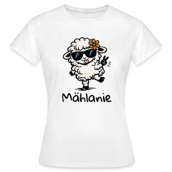 Mählanie Funny Sheep Pun Melanie Name - Women's T-Shirt - white - Front - AI Model Female 172 dark (172cm)
