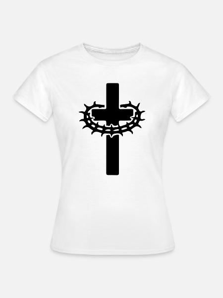 Kreuz Dornenkrone Jesus - Frauen T-Shirt - Weiß
