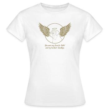 Pug Dog Cloud Angel Wings Farewell Mourning - Women's T-Shirt - white - Front - AI Model Female 172 dark (172cm)