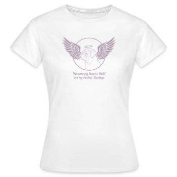 Pug Dog Cloud Angel Wings Farewell Mourning - Women's T-Shirt - white - Front - AI Model Female 172 dark (172cm)
