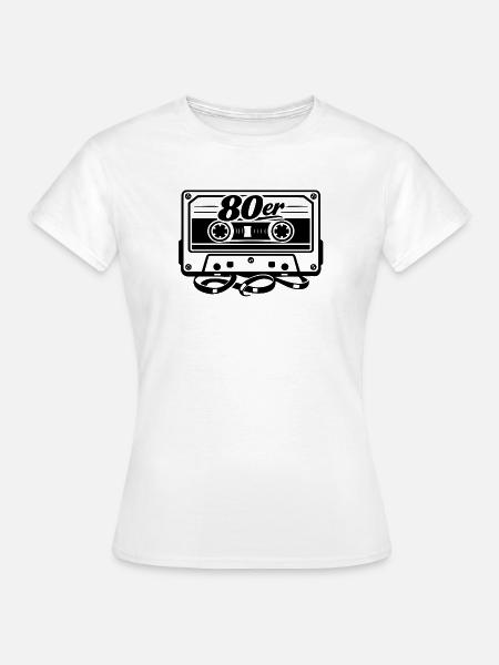 80er Kassette Retro - Dame-T-shirt - hvid