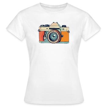 Retro Spiegelreflex Kamera Fotoaparat Illustration - Frauen T-Shirt - Weiß - Vorne - AI Model Female 172 dark (172cm)