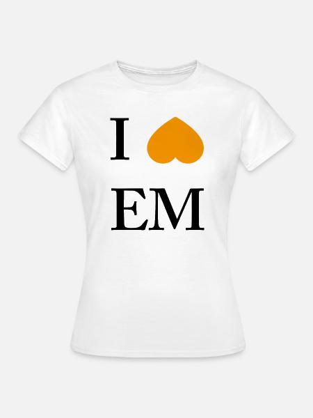 Orangener Herzakzent im Minimal-Style - Frauen T-Shirt - Weiß