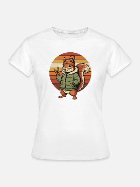 Cooles Eichhörnchen - Winter Retro Design - Frauen T-Shirt - Weiß