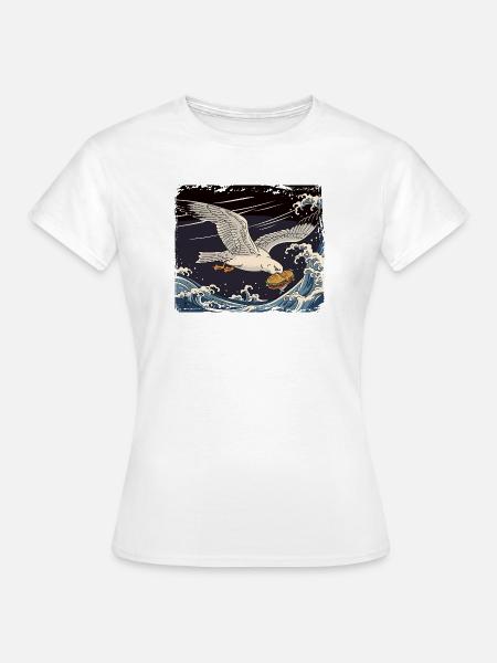 Möwen stiehlt Sandwich Lustig - Frauen T-Shirt - Weiß
