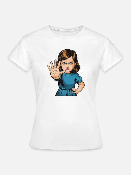 StopGeste Mädchen Cartoon - Frauen T-Shirt - Weiß