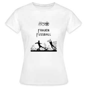 Fußballsilhouette vor dem Tor - Frauen T-Shirt - Weiß - Vorne - AI Model Female 172 dark (172cm)
