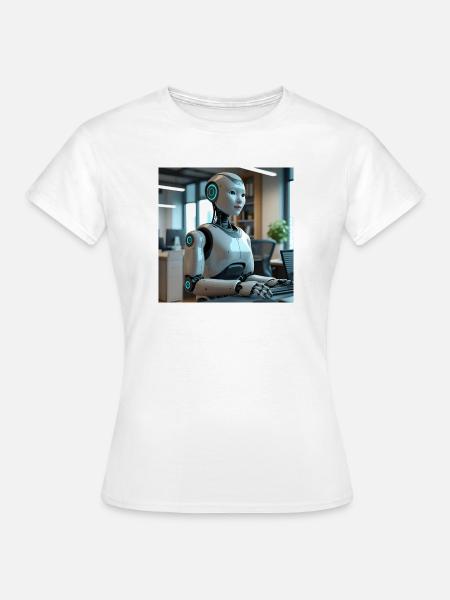 Humanoid robot in blue office - Women's T-Shirt - white