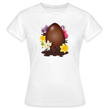 Œuf de Pâques en chocolat avec fleurs et vanille - T-shirt Femme - blanc - Devant - AI Model Female 172 dark (172cm)