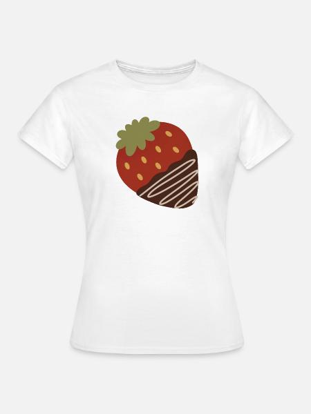 Erdbeere in Schokolade getaucht - Frauen T-Shirt - Weiß