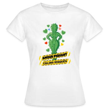 T-Shirt-Kaktus, Liebesfedern, Valentinstagsgeschenk - Frauen T-Shirt - Weiß - Vorne - AI Model Female 172 dark (172cm)