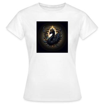 Cygne Noir Royal avec Auréole Dorée - T-shirt Femme - blanc - Devant - AI Model Female 172 dark (172cm)