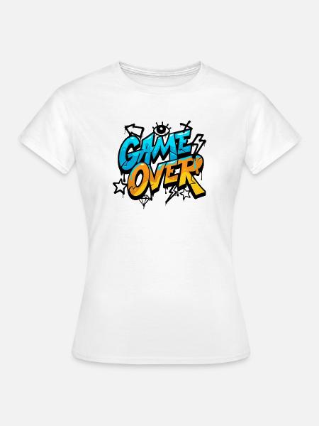 Game Over Graffiti Splash Tee - Frauen T-Shirt - Weiß
