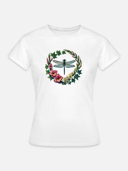 Libellen-Blumenkranz - Frauen T-Shirt - Weiß