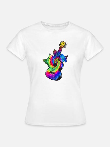 Hawaiian Ukulele Uke Tie Dye - Frauen T-Shirt - Weiß