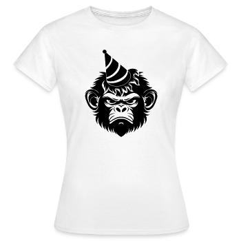 Launischer Affe mit Party-Hut - Frauen T-Shirt - Weiß - Vorne - AI Model Female 172 dark (172cm)