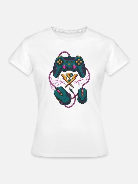 Neon Gaming Trophäe - Frauen T-Shirt - Weiß
