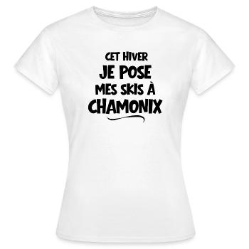 station de ski, skier, skieur - T-shirt Femme - blanc - Devant - AI Model Female 172 dark (172cm)