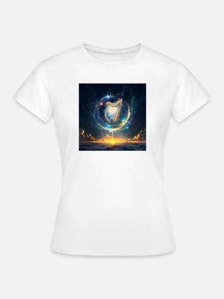 Harfe in Cosmic Dawn - Frauen T-Shirt - Weiß