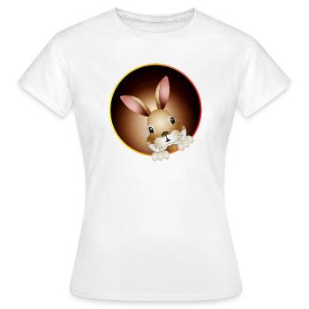 Curious rabbit looks out of the rabbit hole - Women's T-Shirt - white - Front - AI Model Female 172 dark (172cm)