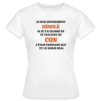 CON - T-shirt Femme - blanc - Devant - AI Model Female 172 dark (172cm)