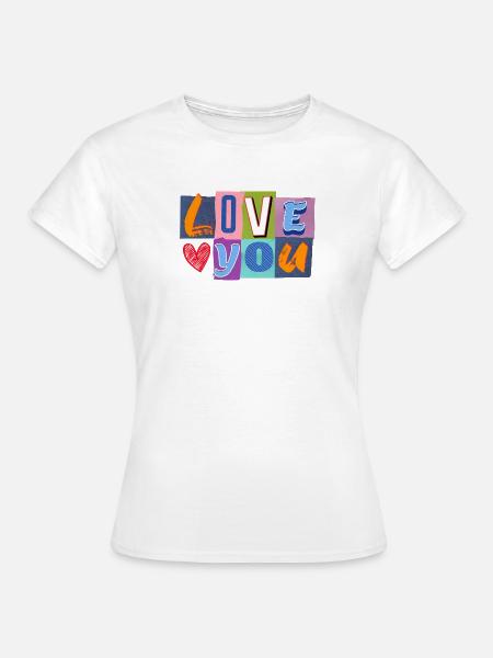 Liebe in Bunt-Collage - Frauen T-Shirt - Weiß
