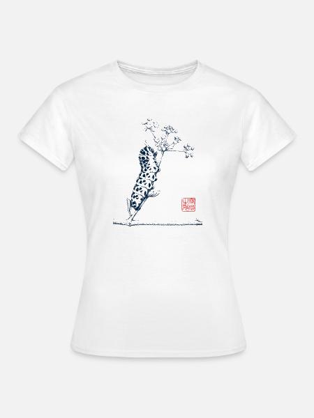 Schwalbenschwanz Raupe mit Kanji Stempel - Frauen T-Shirt - Weiß